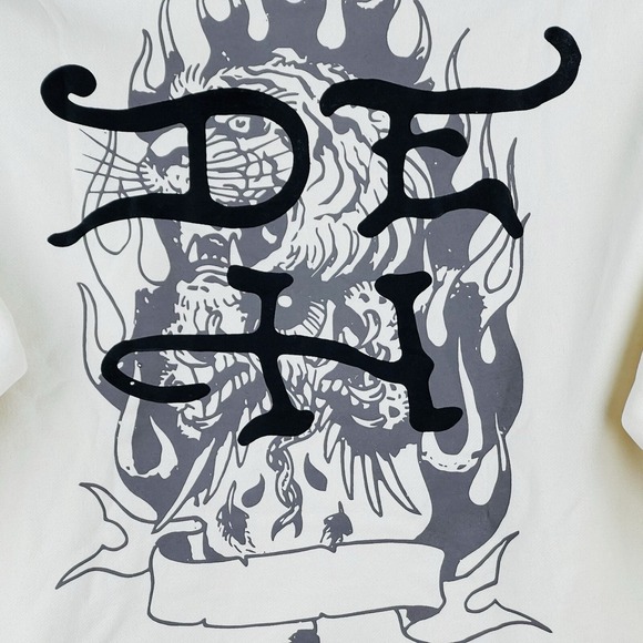 NWT Ed Hardy Men's Battle Skull Ivory Hoodie Sweatshirt Size XL Pullover - Picture 10 of 15